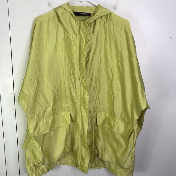 Mycra PAC Raincoat Womens S M Slicky Hooded Packable Lime Full Zip Pockets - Picture 1 of 12